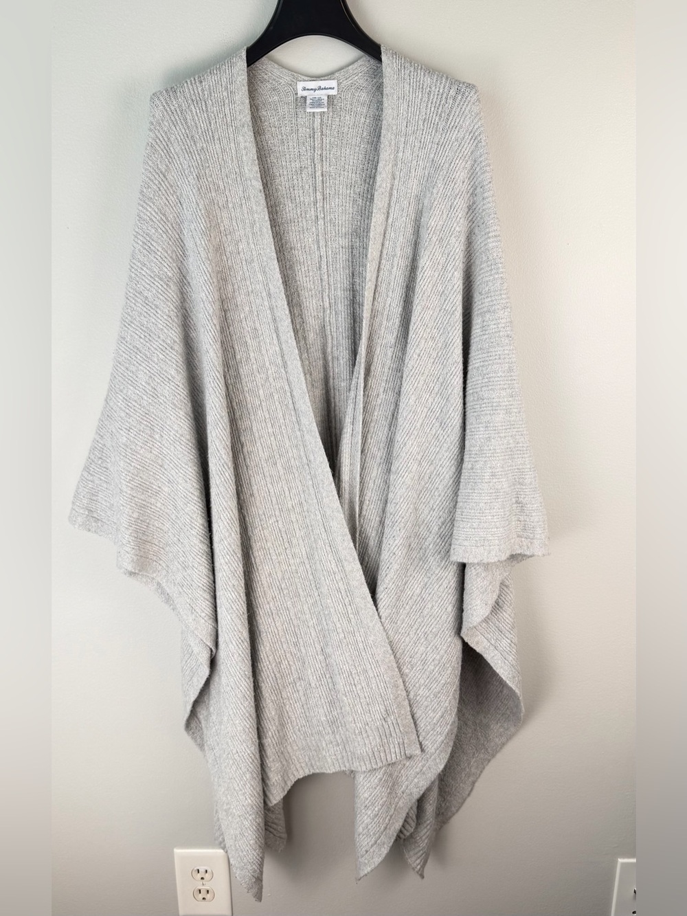 Tommy Bahama Heather Grey Open Front Shawl Cozy Wrap Poncho Capsule One Size OS